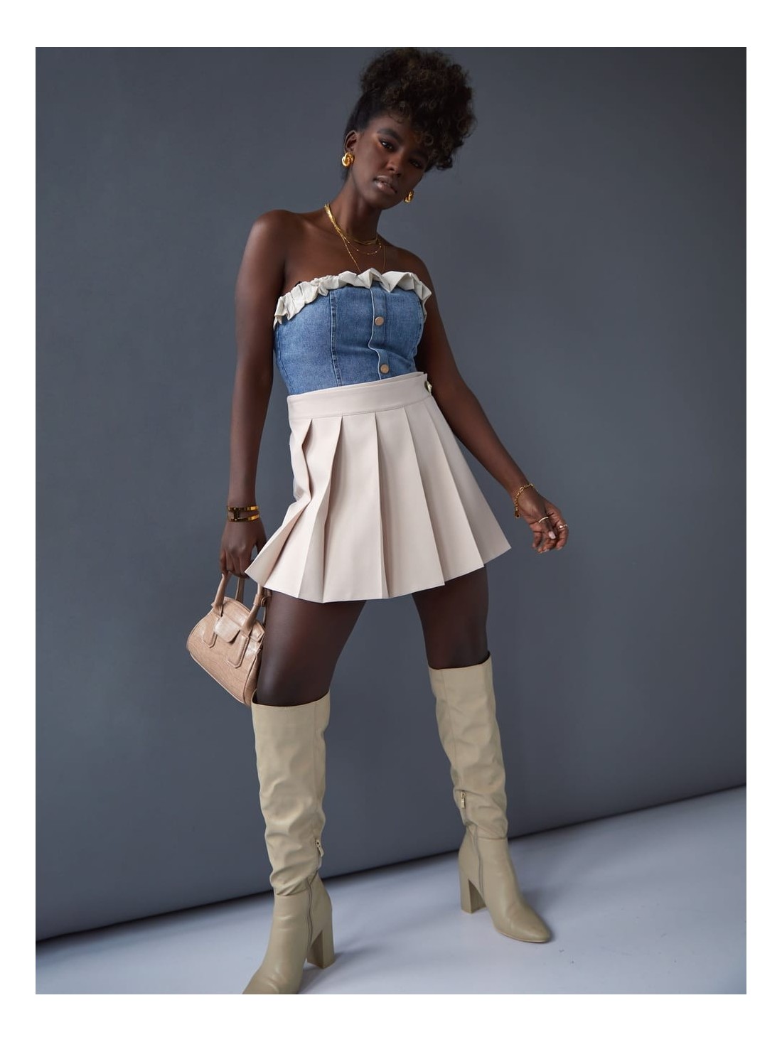 Pleated skirt and shorts, light beige SF10 - Online store - Boutique